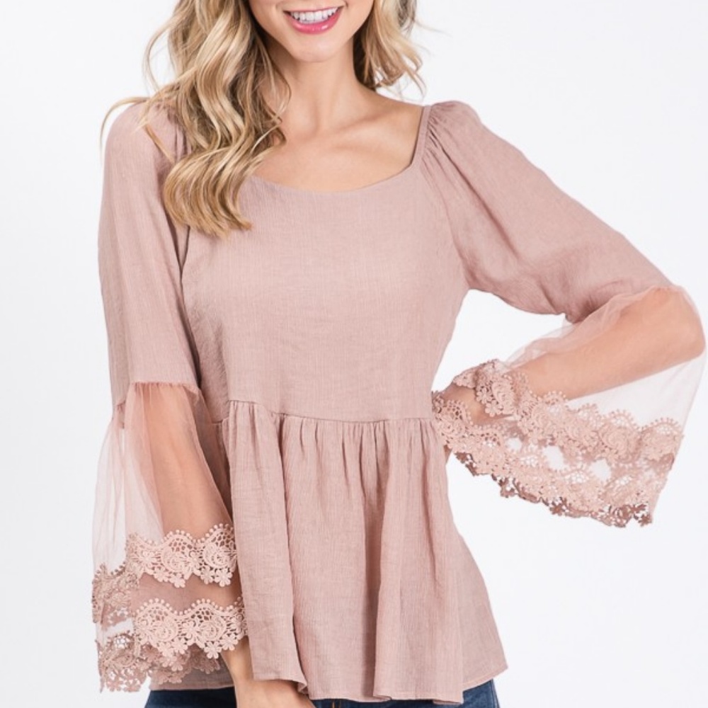 Lace Bell Sleeve Top